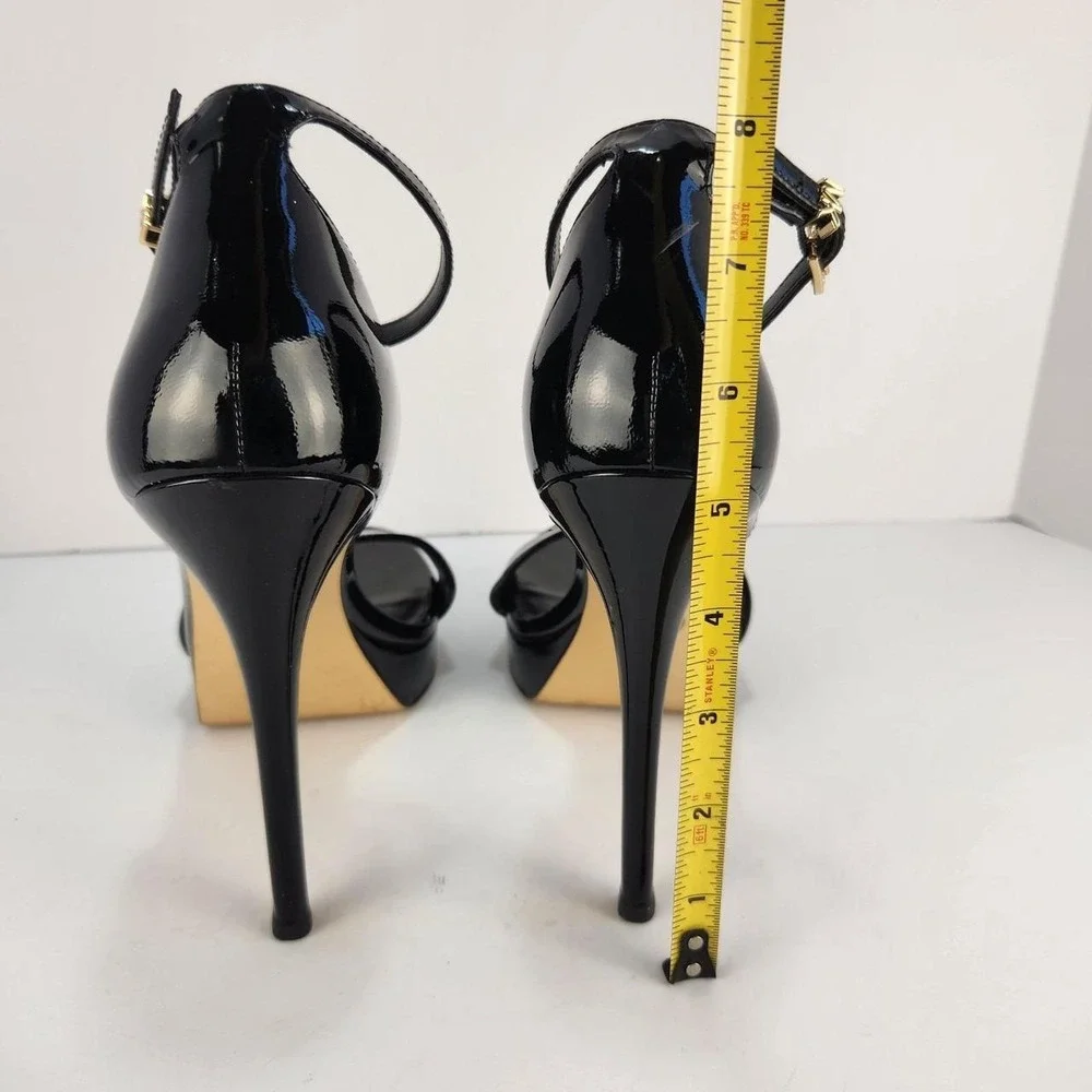 Michael Kors Women's Black Patent Leather Ankle Strap Platform Heels Size 9M
